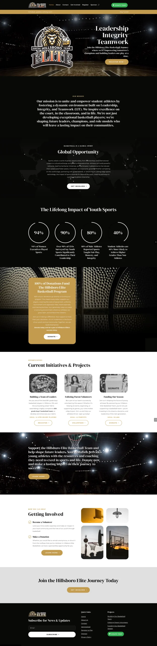 Hillsboro Elite Website Screenshot