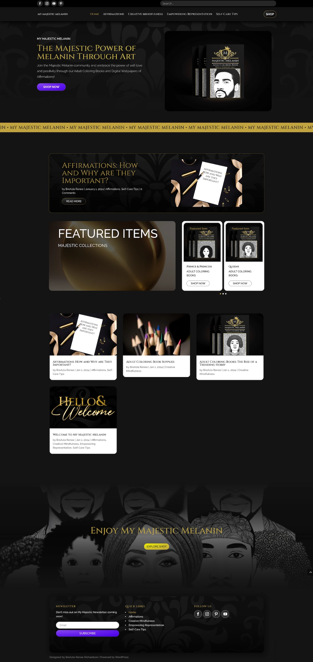 My Majestic Melanin Website Screenshot